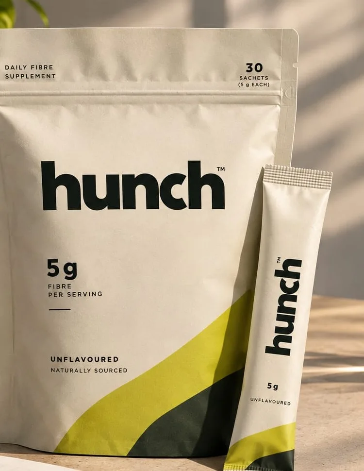 hunch fiber pouch and single-serve stick pack, close crop